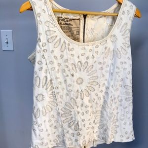 Alabama Chanin women’s tank, cream, size M